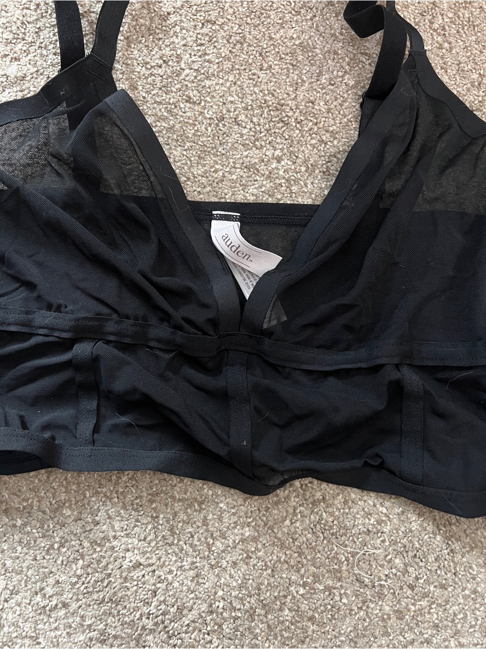 Auden Black Sheer Mesh Bralette Top - Picture 3 of 3
